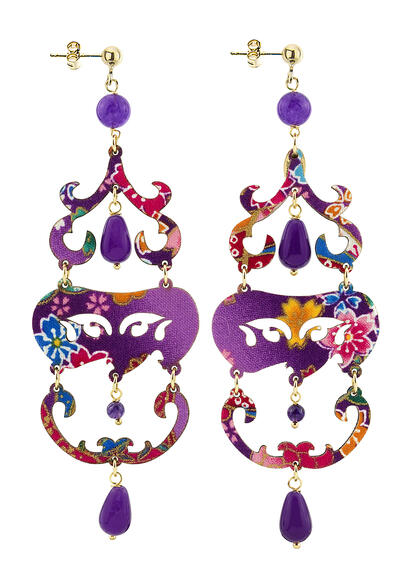 Orecchini Chandelier Lungo Viola - Lebole Maison